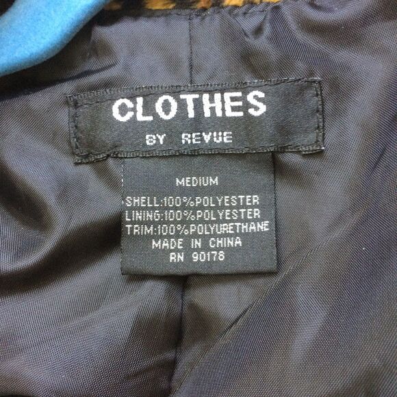 Clothes By Revue Faux Fur Leopard Print Short Trench Style Belted Coat Size M - Picture 4 of 4